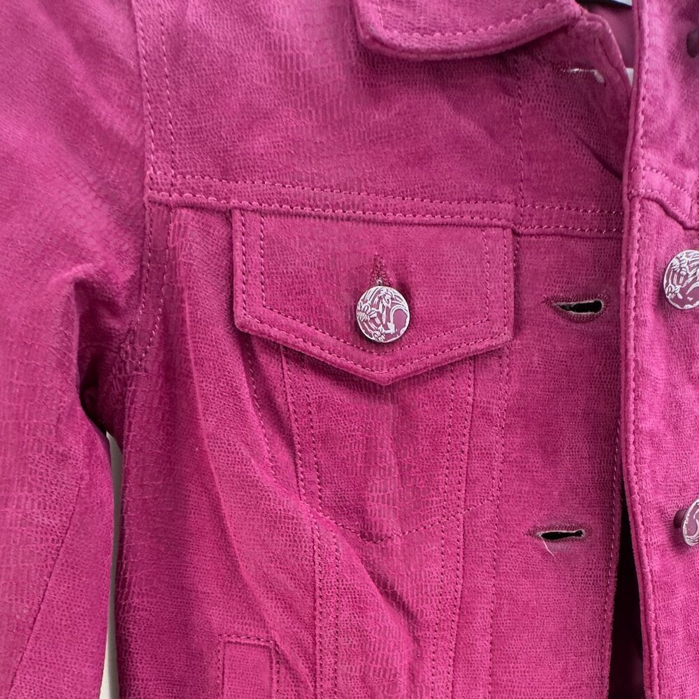 Blink by DANIER Pink Reptile-Texture Genuine Leather Jacket – S/M - Picture 6 of 9